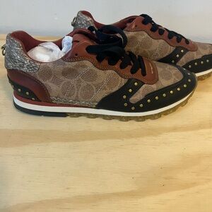 Coach Black and Brown Golf shoes with Gold Accents